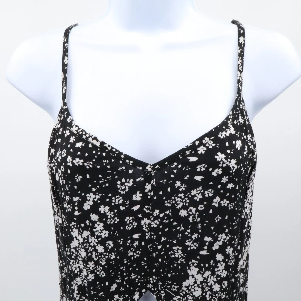 PAMPELONE Floral Cutout Open Back Rayon Maxi Dress Black White XL Feminine - Picture 4 of 7